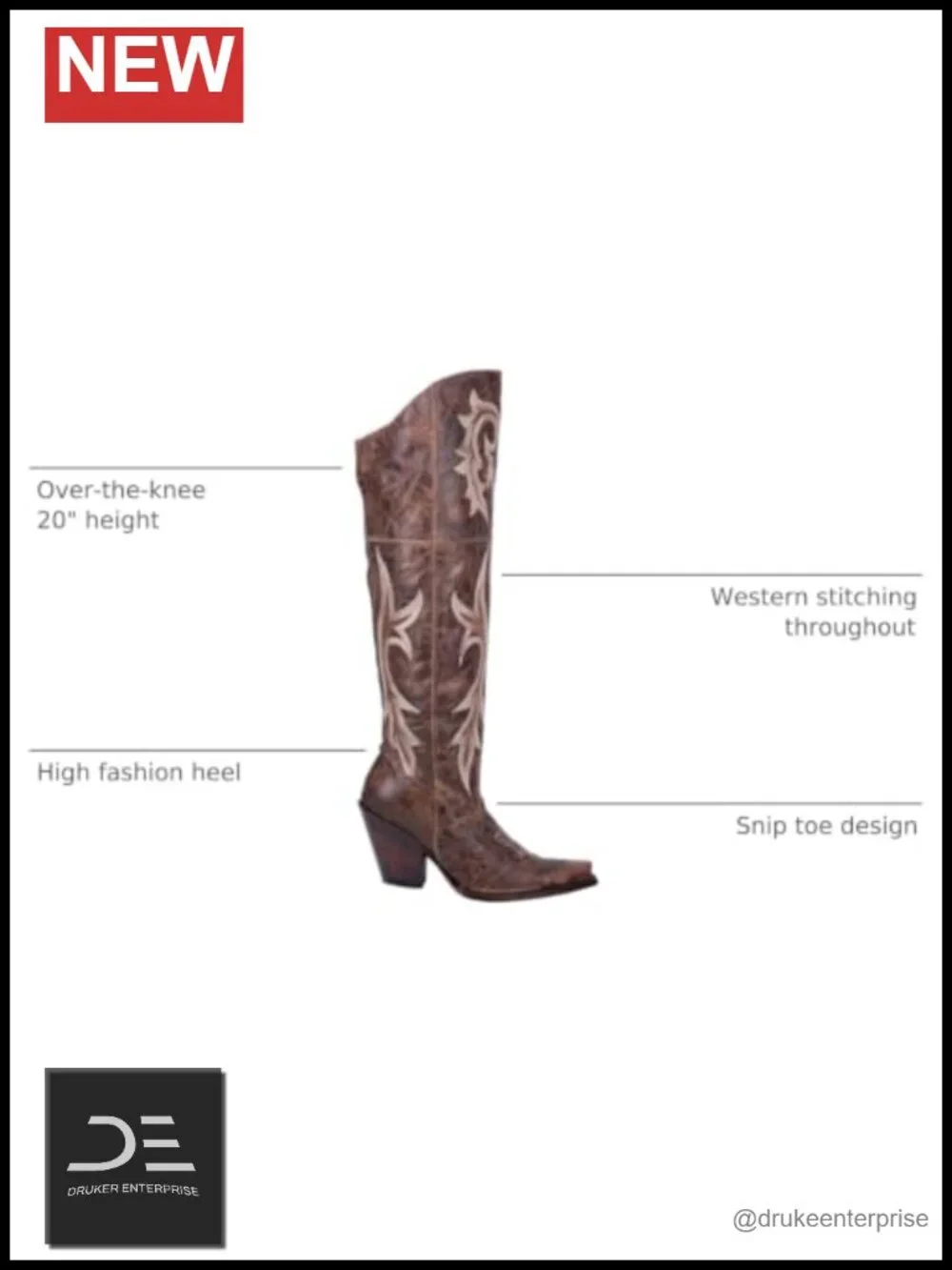 Women's Embroidered Snip Toe Over the Knee Boots Heeled 3